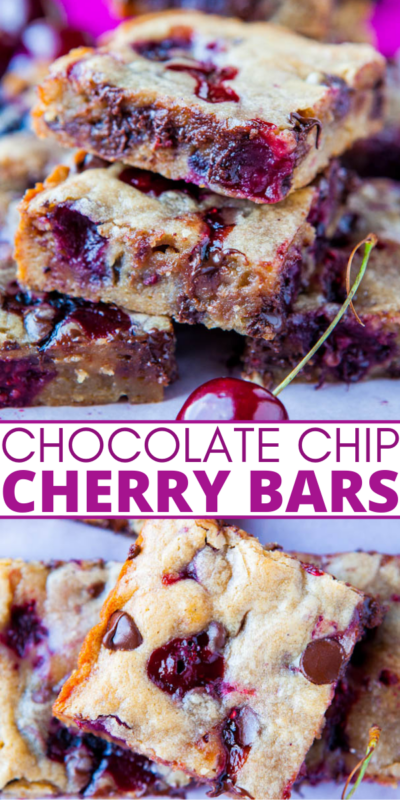 Chocolate Chip Cherry Bars (Easy Cherry Dessert!) - Averie Cooks