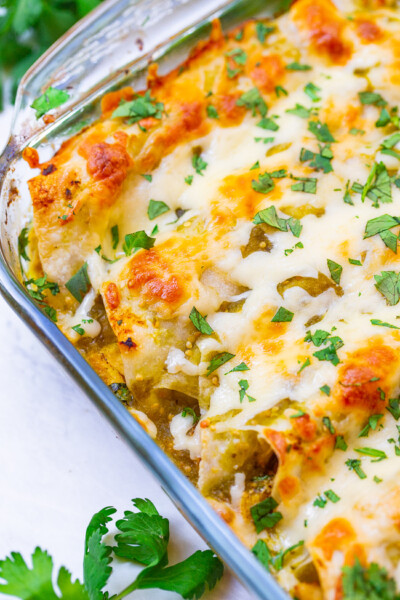 6-Ingredient Salsa Verde Chicken Enchiladas - Averie Cooks