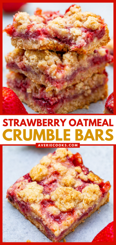 Easy Strawberry Bars with Crumble Topping - Averie Cooks