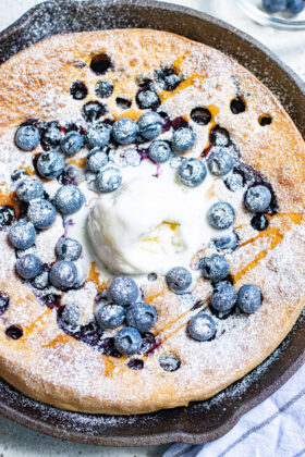 Pumpkin Blueberry Dutch Baby Pancake - Averie Cooks