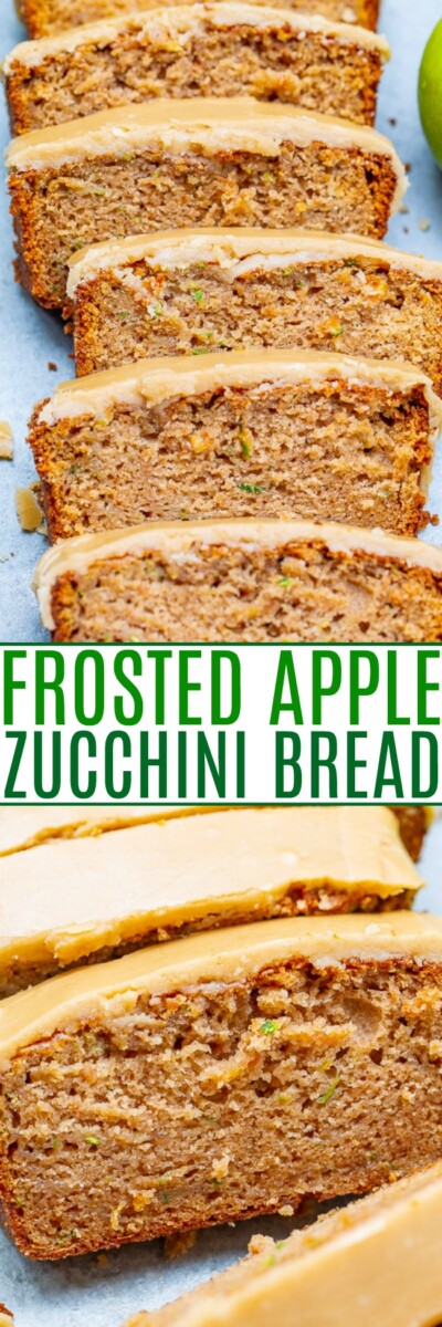 Easy Frosted Apple Zucchini Bread - Averie Cooks