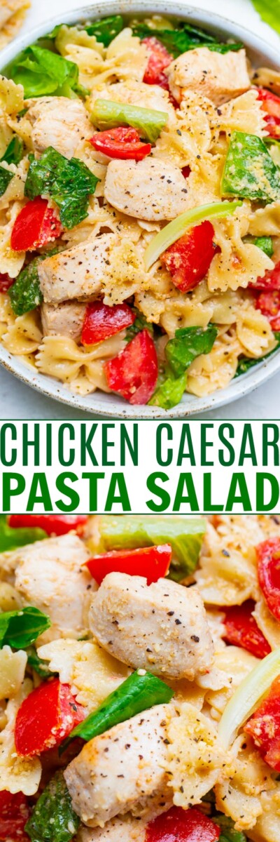 Chicken Caesar Pasta Salad - Averie Cooks