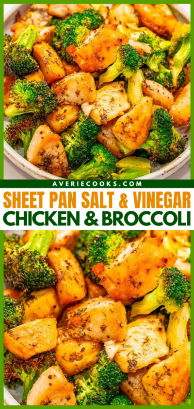 Sheet Pan Salt and Vinegar Chicken and Broccoli - Averie Cooks