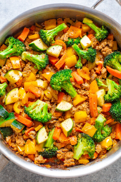 Healthy Ground Turkey Stir-Fry - Averie Cooks