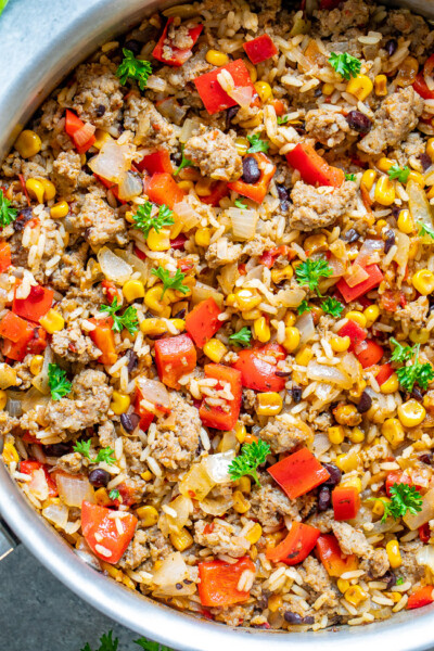 Southwestern Pasta & Ground Beef Skillet - Averie Cooks