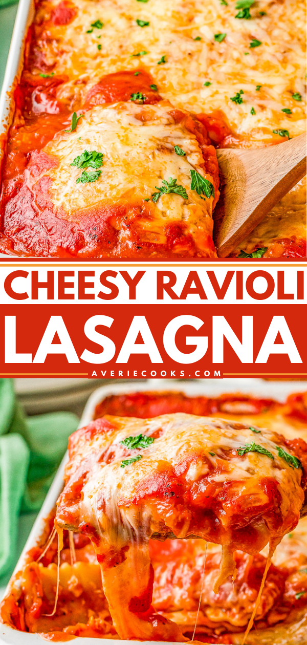 Cheesy Ravioli Lasagna - Averie Cooks