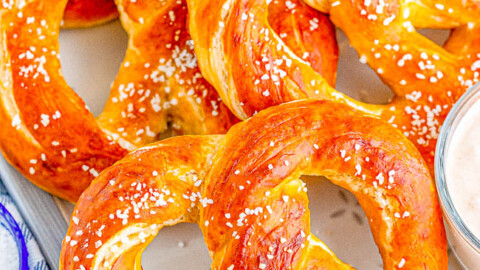 Soft Pretzel Nuggets with Spicy Cheese Dipping Sauce - Brown Eyed