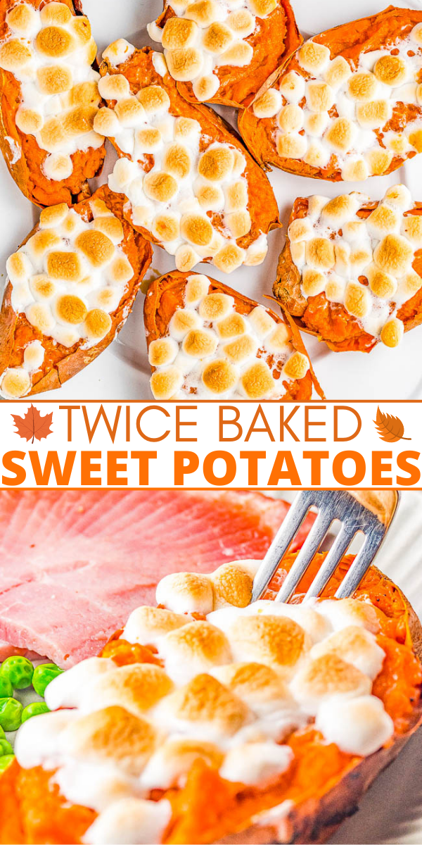 Twice Baked Sweet Potatoes with Marshmallows - Averie Cooks