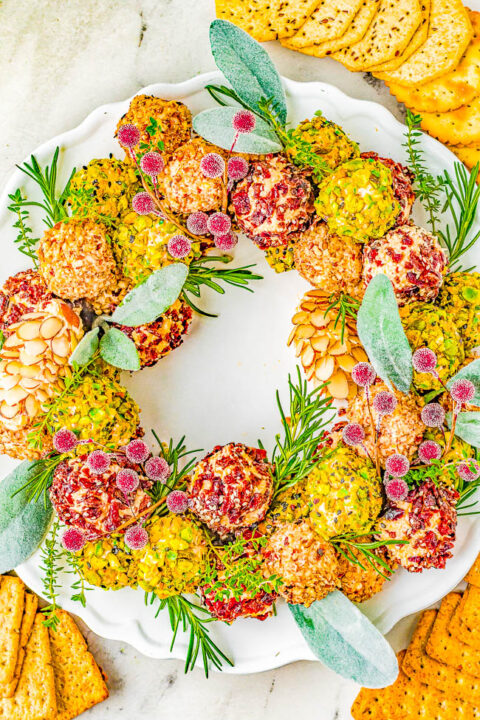 Christmas Cheese Ball Wreath - Averie Cooks