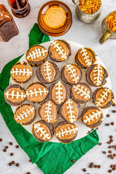 Game Day Football Cupcakes - Averie Cooks