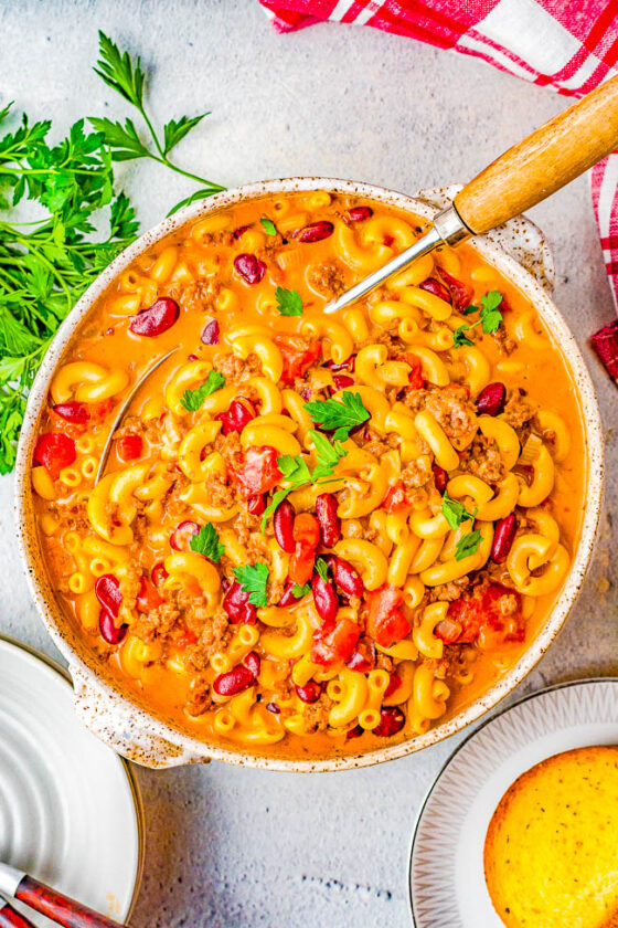 Instant Pot Chili Mac and Cheese - Averie Cooks