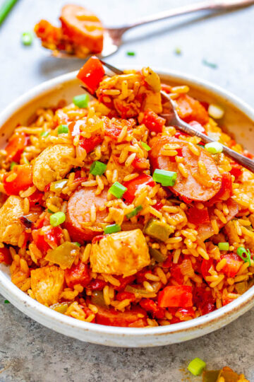 EASY Chicken And Sausage Jambalaya - Averie Cooks