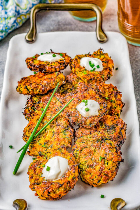 Easy Air Fryer Zucchini Fritters - Averie Cooks