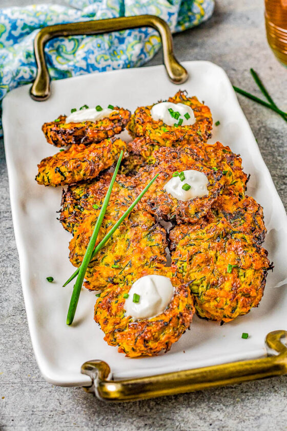 Easy Air Fryer Zucchini Fritters - Averie Cooks