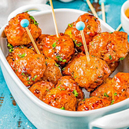 Firecracker Air Fryer Chicken Meatballs - Averie Cooks