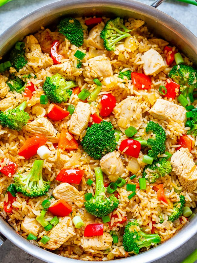 Chicken, Rice, and Vegetable Skillet - Averie Cooks