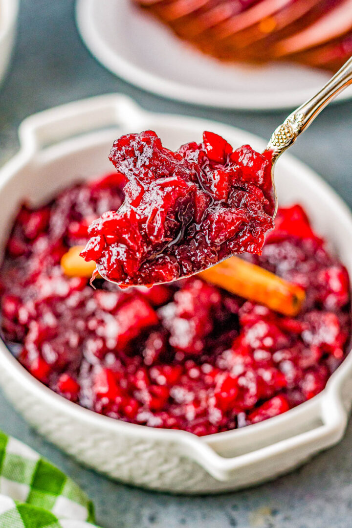 Spiced Cranberry Sauce with Apples - Averie Cooks