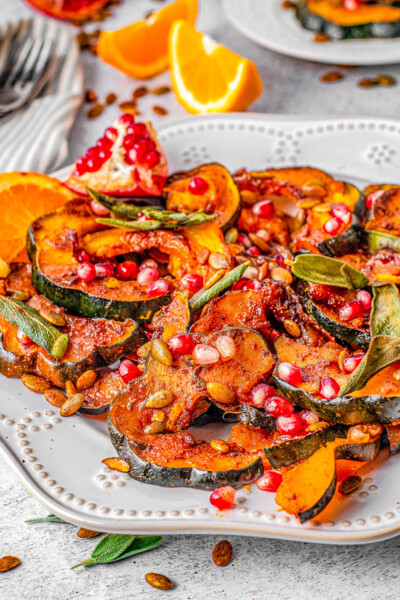 Sweet and Spicy Roasted Acorn Squash Slices - Averie Cooks