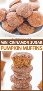 Mini Pumpkin Muffins with Cinnamon Sugar Coating - Averie Cooks