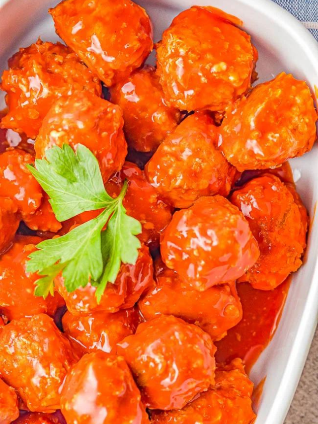 Slow Cooker Buffalo Chicken Meatballs - Averie Cooks