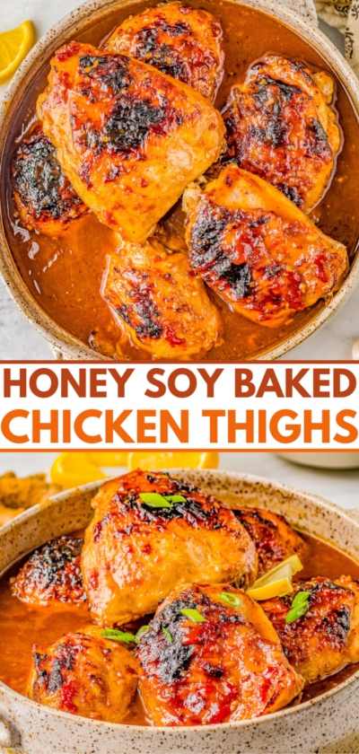 Honey Soy Baked Chicken Thighs - Averie Cooks