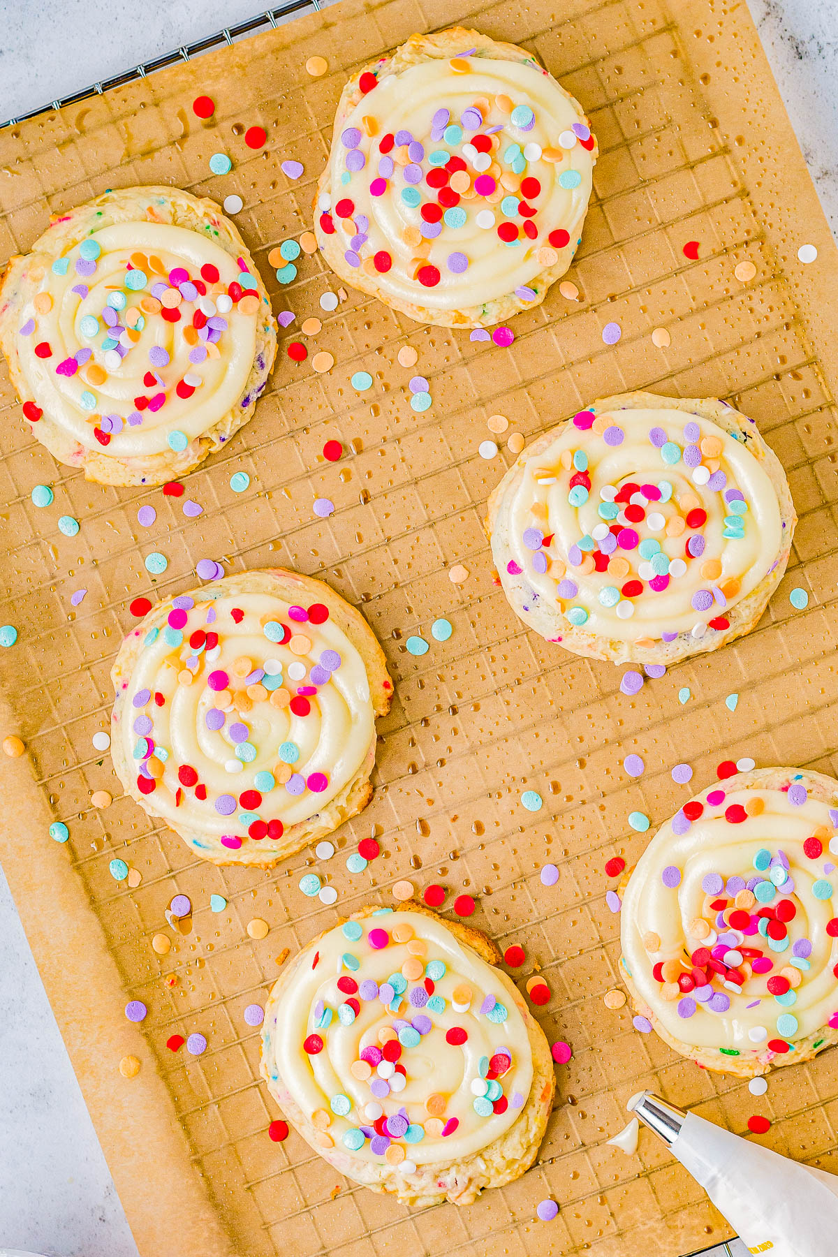 Crumbl Confetti Cake Cookies- Funfetti cookies - Lifestyle of a Foodie