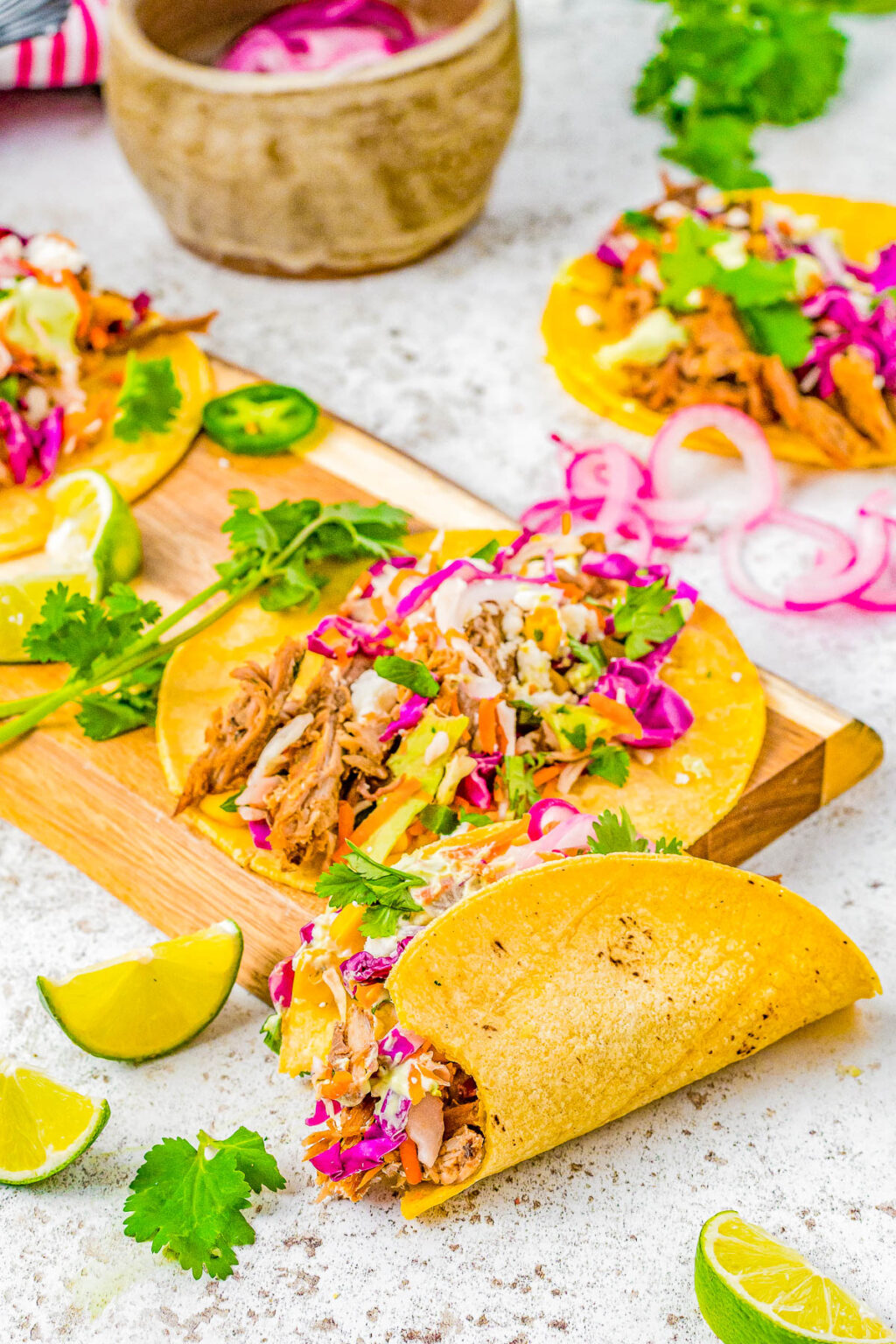 Pulled Pork Tacos (+ Toppings!) - Averie Cooks