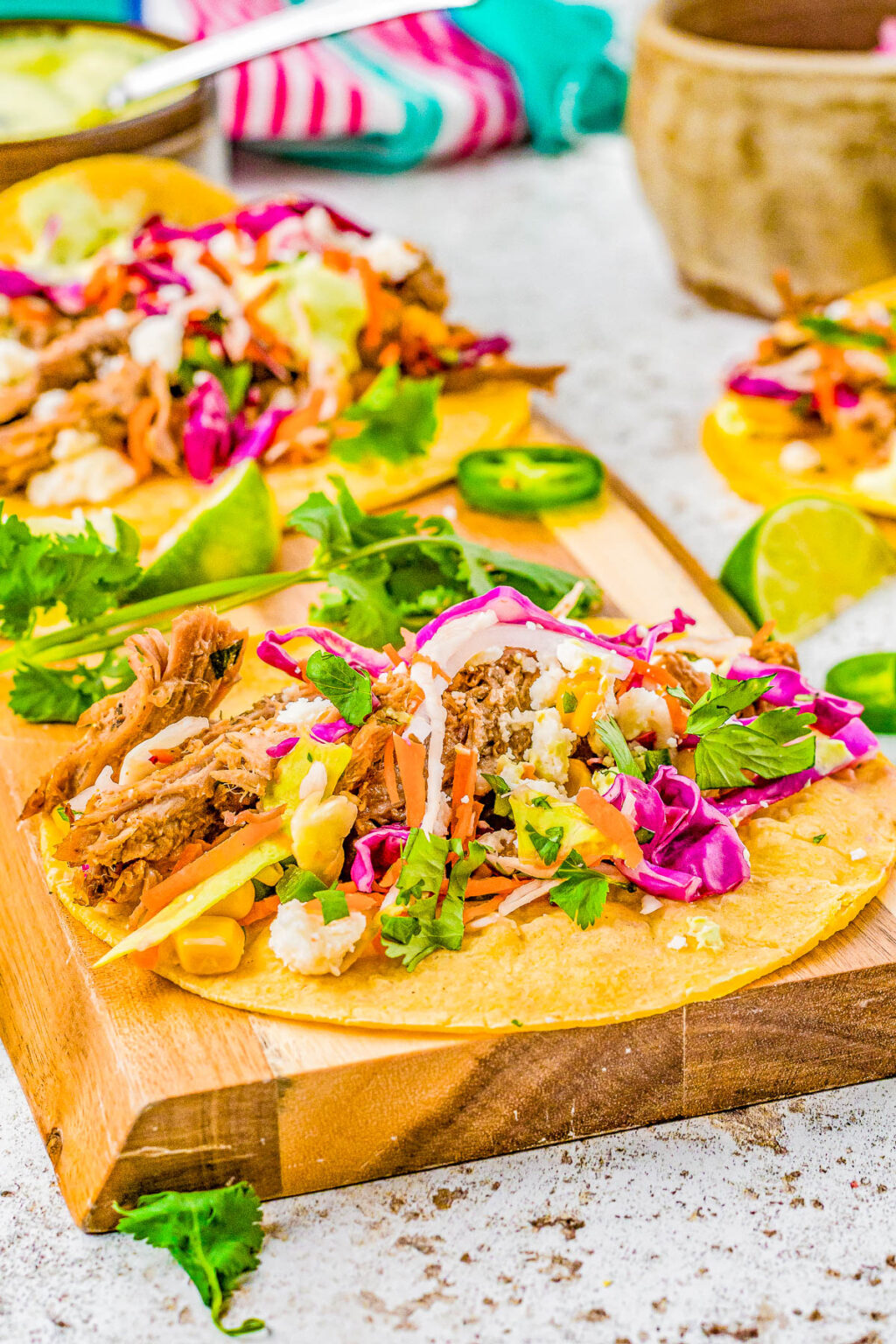 Pulled Pork Tacos (+ Toppings!) - Averie Cooks