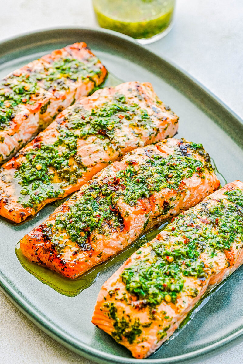 Grilled Chimichurri Salmon - Averie Cooks