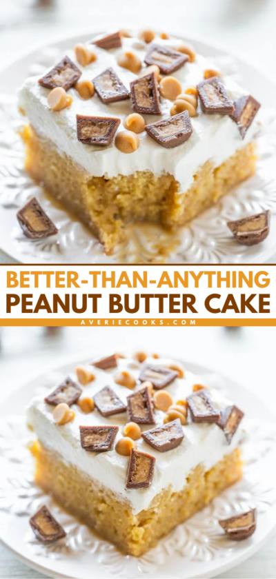 Better-Than-Anything Peanut Butter Poke Cake - Averie Cooks