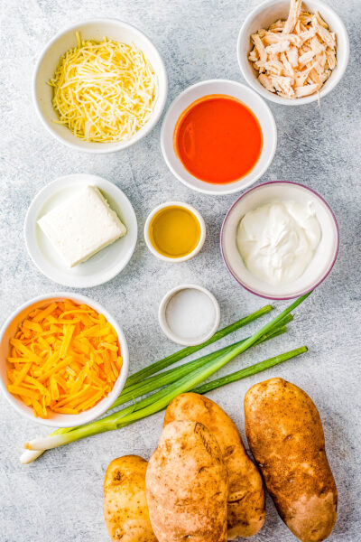 Twice Baked Buffalo Chicken Potatoes - Averie Cooks