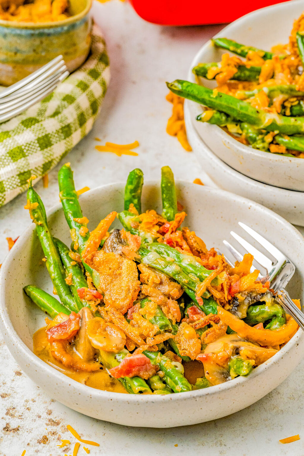 Smothered Bacon Green Bean Casserole - Averie Cooks