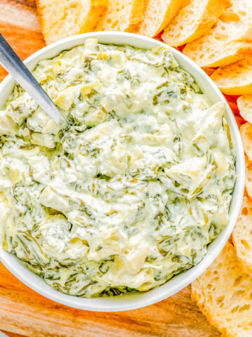 Easiest Crockpot Spinach Artichoke Dip - Averie Cooks