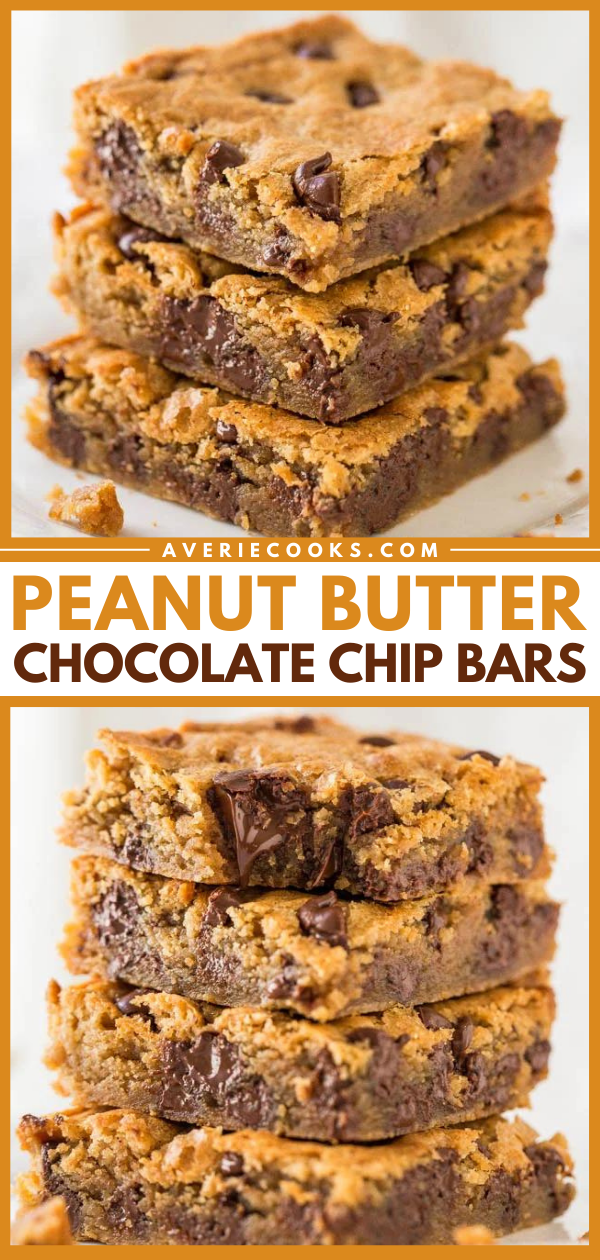 Peanut Butter Chocolate Chip Bars (7 Ingredients!) - Averie Cooks