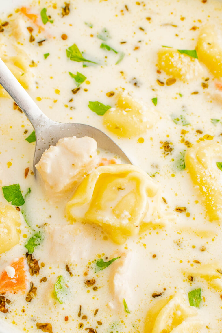 30-Minute Creamy Chicken Tortellini Soup - Averie Cooks