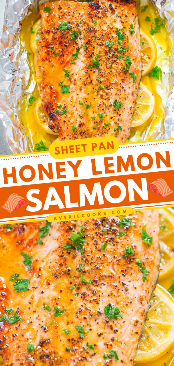 Quick & Easy Baked Honey Lemon Salmon - Averie Cooks