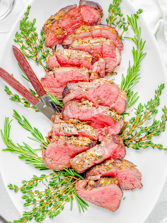 Beef Tenderloin Roast With Garlic Herb Butter - Averie Cooks