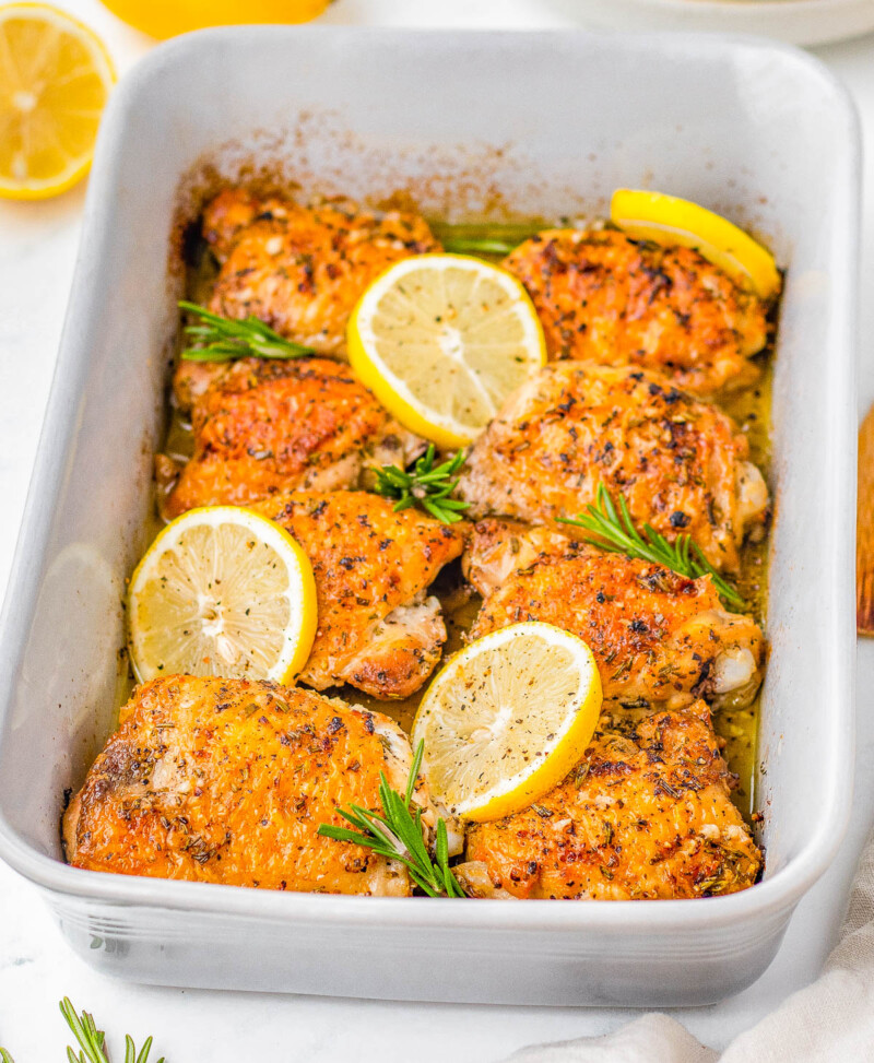 5-Ingredient Baked Lemon Rosemary Chicken - Averie Cooks