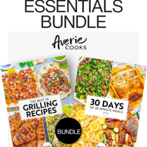 Image of Averie Cooks Essentials Bundle featuring two cookbooks: "The Best 35 Grilling Recipes" and "30 Days of 30 Minute Meals.