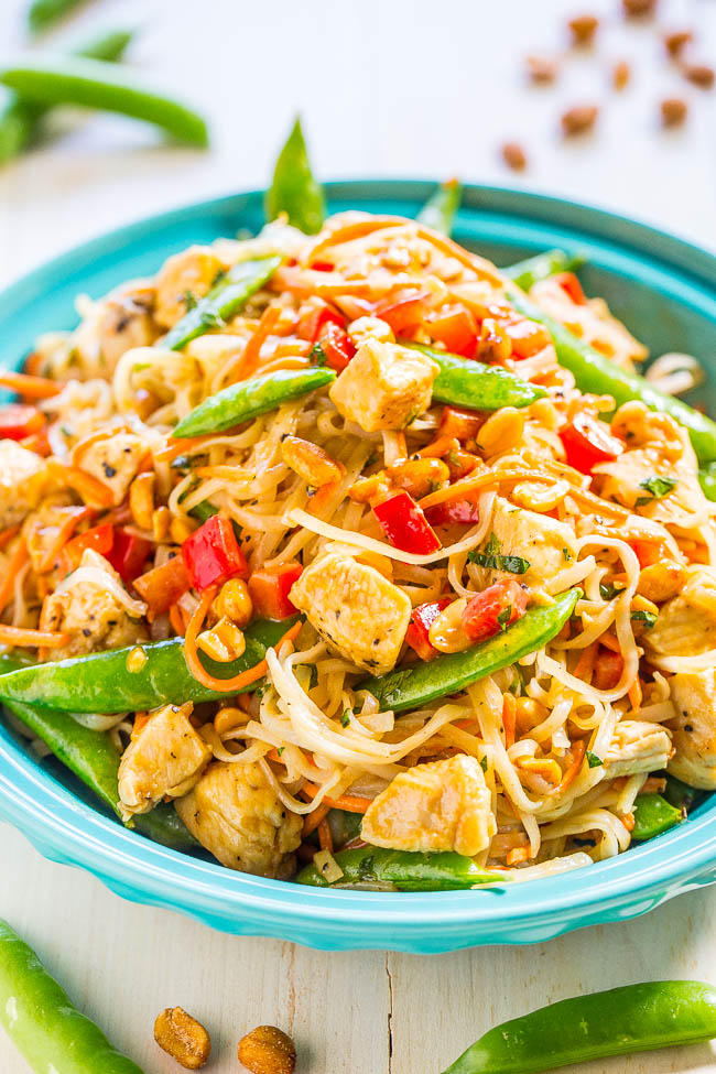 Thai Peanut Noodles with Homemade Peanut Sauce — These peanut noodles are easy, ready in 20 minutes, and packed with so much flavor from the peanut butter, ginger, and sesame oil! 