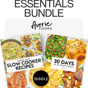 Image showing the cover of a cookbook bundle by Averie Cooks, featuring "30 Best Easy Slow Cooker Recipes" and "30 Days of 30 Minute Meals.