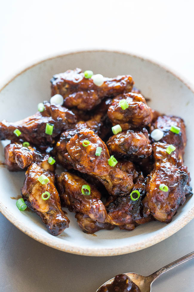 Spicy Baked BBQ Chicken Wings — These baked bbq chicken wings are perfect for entertaining, parties, or whenever you’re craving juicy chicken wings. Bonus: you only need 5 ingredients!