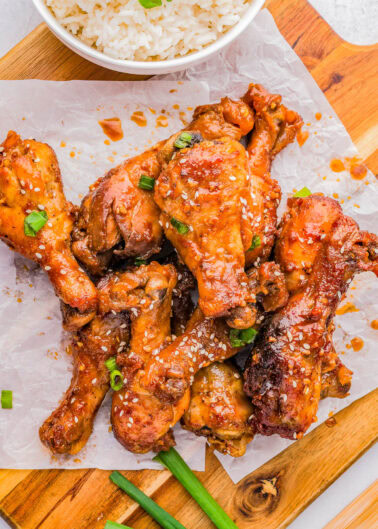 Slow Cooker Chicken Drumsticks - 🍗🍯🧄 These honey garlic chicken drumsticks marinate in a mixture of soy sauce, honey, garlic, ginger, and more which gives them a balance of sweet, savory, and lightly smoky FLAVOR! After slow cooking for hours, the meat is fall-off-the-bone tender and juicy! The EASIEST way to make chicken drumsticks because your slow cooker does all the work and everyone adores the result!